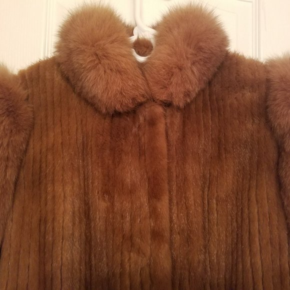 Mink Car Coat with Fox Trim - Picture 2 of 5